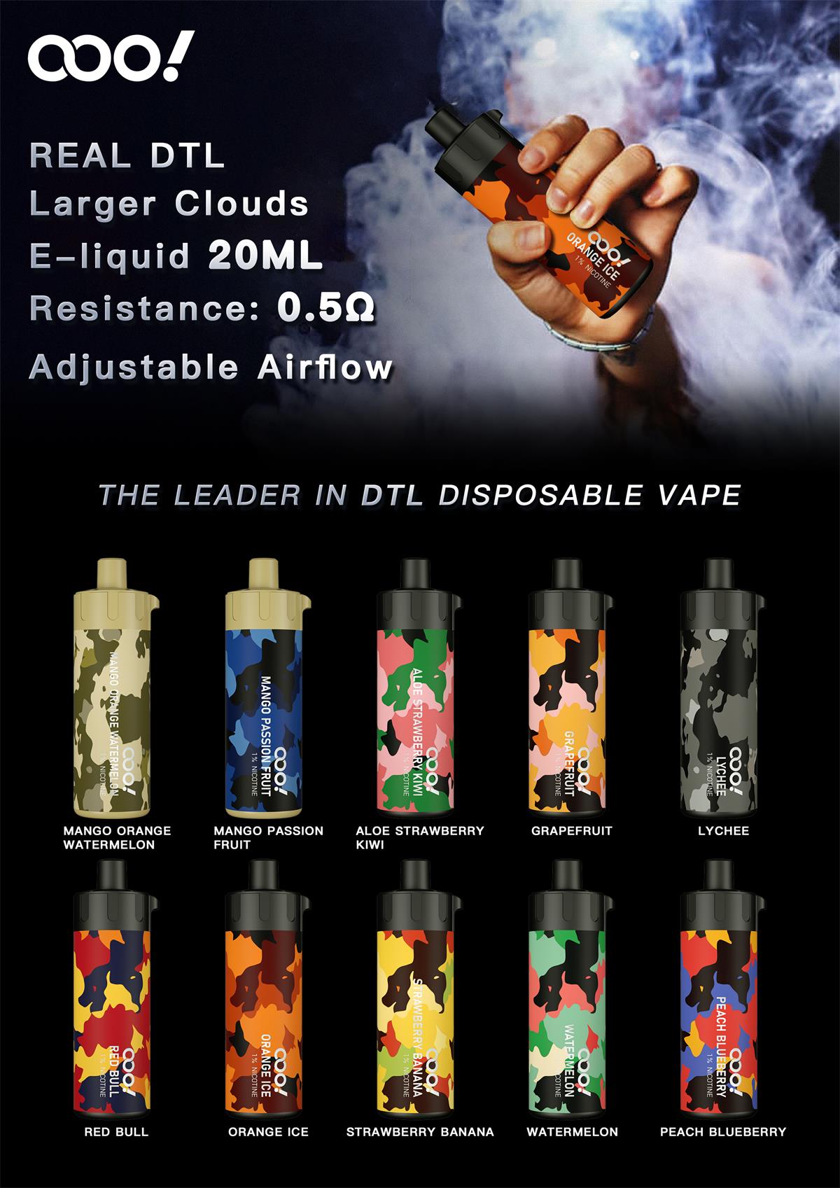 OOO! DL/DTL Disposable Vape POD OEM Supplier, UAE, Dubai, Saudi Arabia, Iraq, Iran Vapes Device Best Price